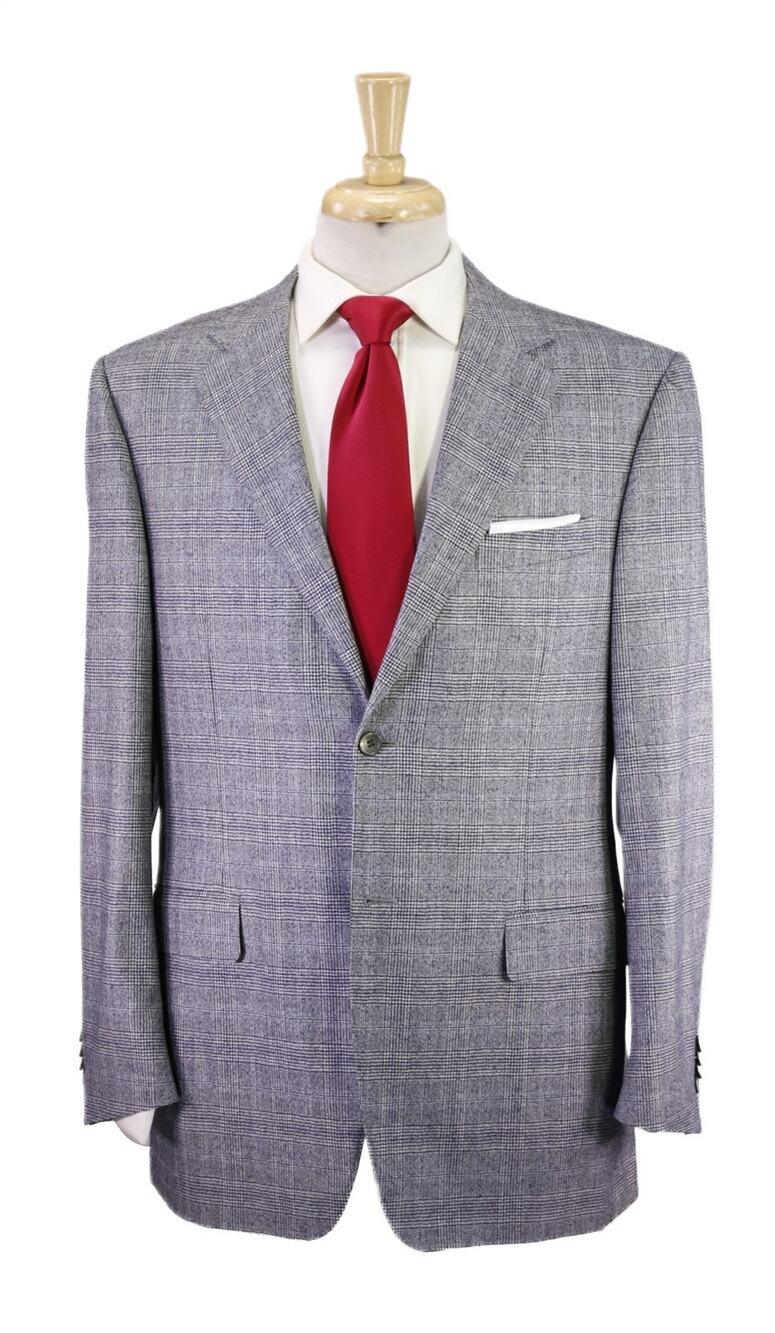Canali Exclusive Winter Tale Navy Gray Plaid 160's Wool Flannel Suit 42R